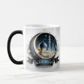 Muslim Golden Navy Blue Mosque Eid Mubarak Verwandlungstasse (Links)