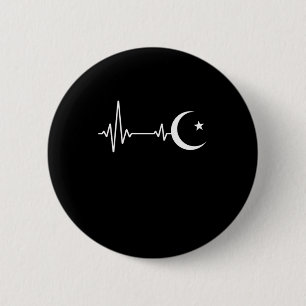 Muslim Islam Heartbeat Islamic Allah Mecca Hajj Gi Button