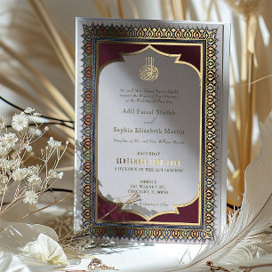 Muslim Purpur Gold Islamische Pflaumenhochzeit Folieneinladung
