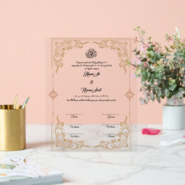 Muslim Wedding Contract Acrylic Acrylschild
