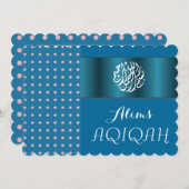 Muslimbabys Blue Aqiqah Islamischer Einladung (Vorne/Hinten)