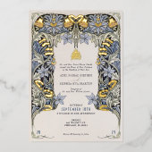 Muslime Hochzeit Columbine Morris Vintag Folieneinladung (Vorderseite)