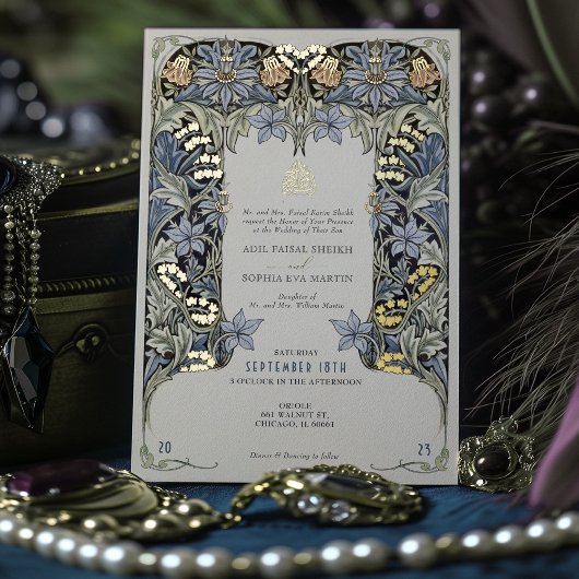 Muslime Hochzeit Columbine Morris Vintag Folieneinladung