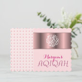Muslimische Babymädchen Rosa aqiqah Islamische Einladung (Stehend Vorderseite)