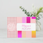 Muslimische Babymädchen Rosa aqiqah Islamische Einladung (Stehend Vorderseite)