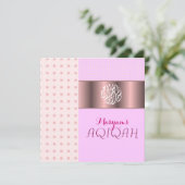 Muslimische Babymädchen Rosa aqiqah Islamische Einladung (Stehend Vorderseite)