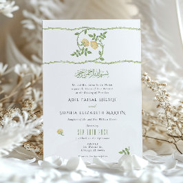 muslimische Elegant Yellow Greenerity Wedding Einladung