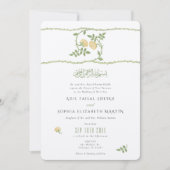 muslimische Elegant Yellow Greenerity Wedding Einladung (Vorderseite)
