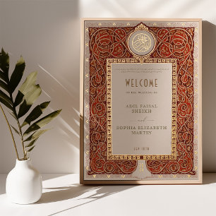 Muslimische Hochzeit Burgunderrot Gold Willkommens Foliendrucke