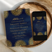 Muslimische Hochzeit der Navy Blue und des Goldene Einladung