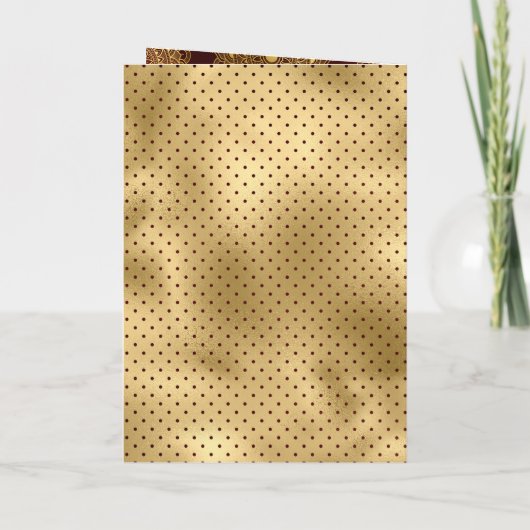 Muslimische Hochzeit in Burgund Rot und Gold Einladung (Rückseite)