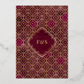 Muslimische Hochzeit mit Burgund-Marokko-Arch Folieneinladung (Rückseite)