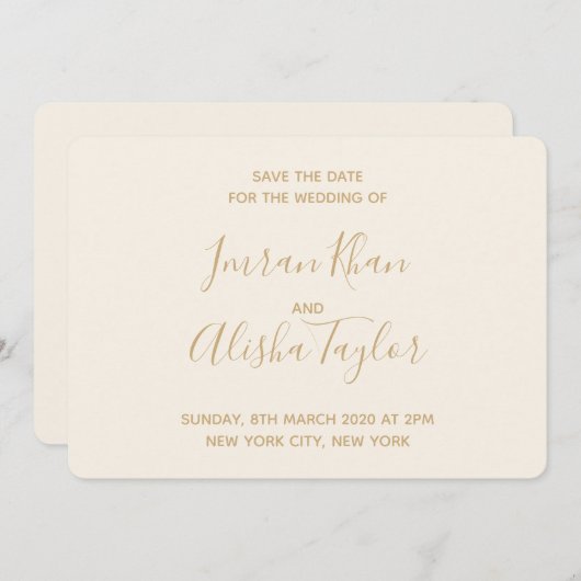 Muslimische Hochzeit Retten Sie das Datum Gold Ara Save The Date (Vorne/Hinten)