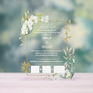 muslimische Hochzeitserklärung, Öffentlicher Vertr Acrylschild