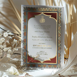 Muslimische Ornamental Gold Islamic Foil Hochzeit Folieneinladung