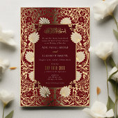 muslimische Red & Gold Foil Akzente Hochzeit Folieneinladung