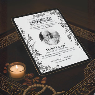 Muslimische Todesanzeige männliches Janaza-Gebet Einladung