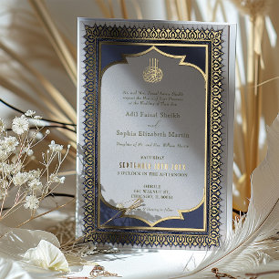 Muslimisches Ornamentales Gold Blau Islamische Fol Folieneinladung