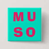 Muso Musician Bold Music Themed Aqua Fuchsia Button (Vorderseite)