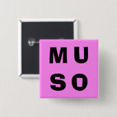 Muso Musician Zeitschrift Fettrosa Button (Vorne & Hinten)