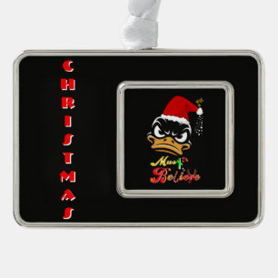 Muss an Weihnachten glauben Rahmen-Ornament Silber