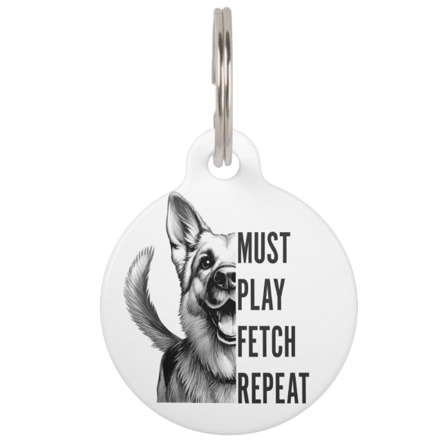 Muss "fetch wiederholen" - Hundeleitdesign Haustiermarke (Vorderseite)