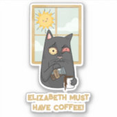 Muss Kaffee entwirren Katzenkatze auf Java Aufkleber (Vorderseite)