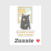 Muss Kaffee entwirren Katzenkatze auf Java Aufkleber (Blatt)