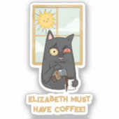 Muss Kaffee entwirren Katzenkatze auf Java Aufkleber (Vorderseite)