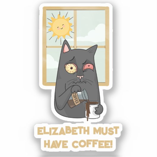 Muss Kaffee entwirren Katzenkatze auf Java Aufkleber (Vorderseite)