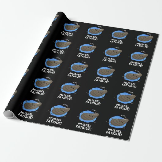 Mussel Fatigue Funny Animal Musn Pun Dark BG Geschenkpapier (Ungerollt)