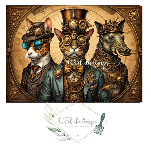 Musselin Animal trio Steampunk Hat Tissue paper Seidenpapier