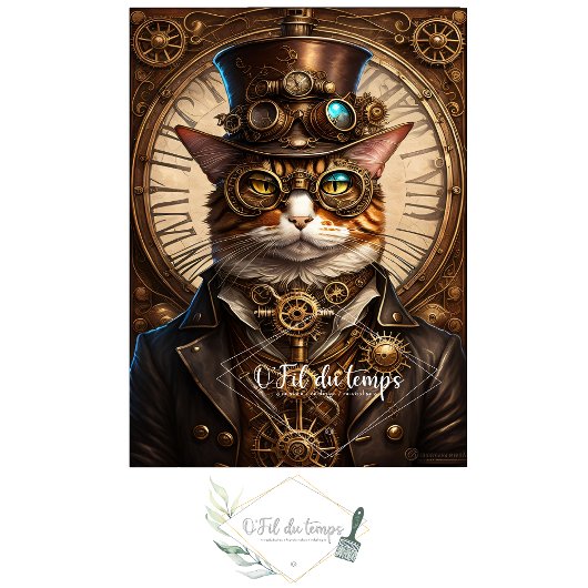 Musselin Cute Cat Steampunk Hat Tissue paper Seidenpapier