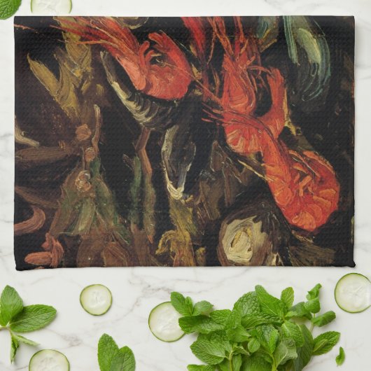 Mussels und Shrimp von Vincent van Gogh Geschirrtuch (Gefaltet)