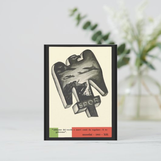 Mussolini Propaganda Postkarte (Stehend Vorderseite)