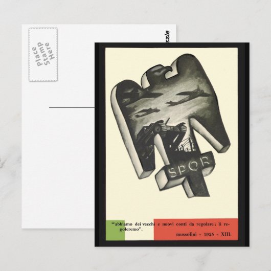 Mussolini Propaganda Postkarte (Vorne/Hinten)