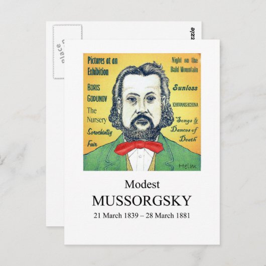 Mussorgsky Postkarte (Vorne/Hinten)