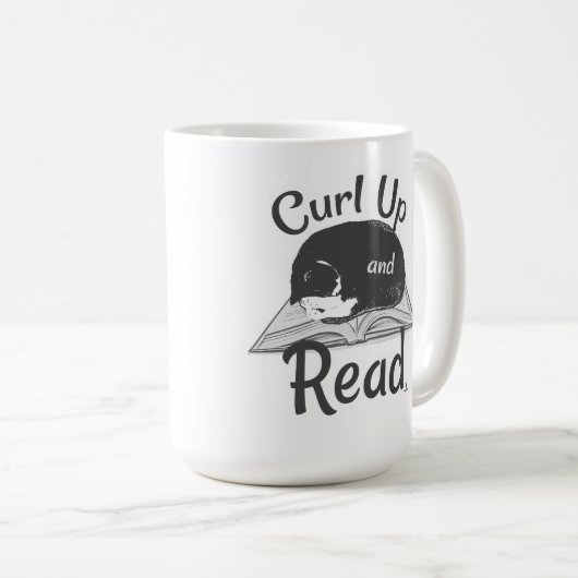 Must Curl Up Read Cat Lover Reading Design Kaffeetasse (VorderseiteRechts)