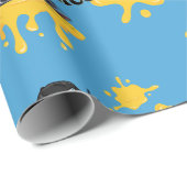 Mustaaard Blue Wrapping Paper für Jeder Anlass Geschenkpapier (Rolleneckpunkt)