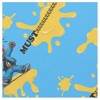 Mustaard Blue Cotton Fabric Stoff