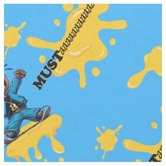 Mustaard Blue Cotton Fabric Stoff (Nahaufnahme)