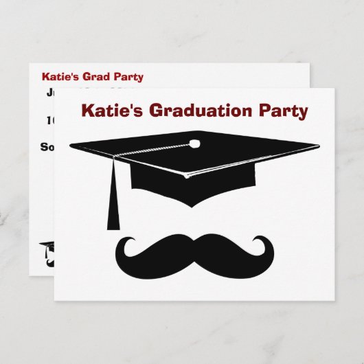 Mustache Abschluss Postkarte (Vorne/Hinten)