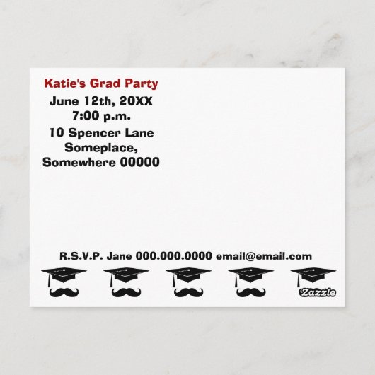 Mustache Abschluss Postkarte (Rückseite)