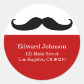 Mustache Address Labels Runder Aufkleber (Vorderseite)