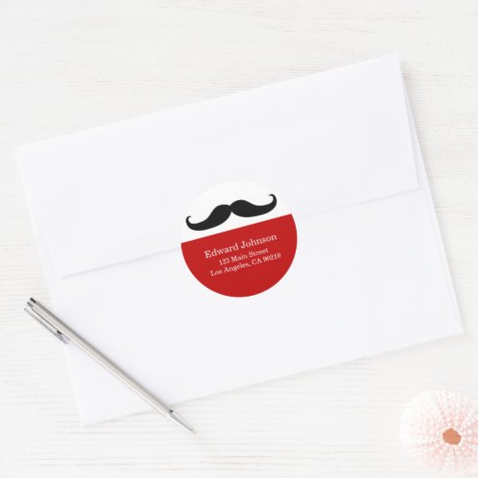 Mustache Address Labels Runder Aufkleber (Umschlag)