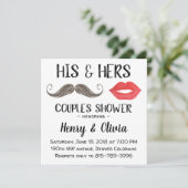 Mustache and Lips Paare Einladung Dusche (Stehend Vorderseite)