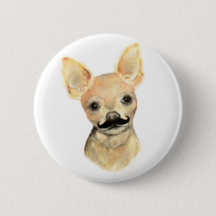Mustache auf einem Niedlichen Hunde Humor Button