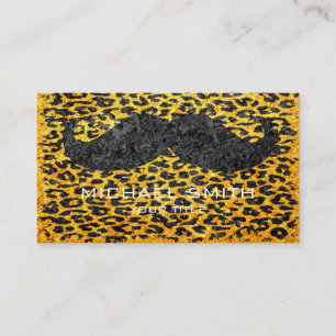 Mustache auf Vintagem Leopard Print #2 Visitenkarte