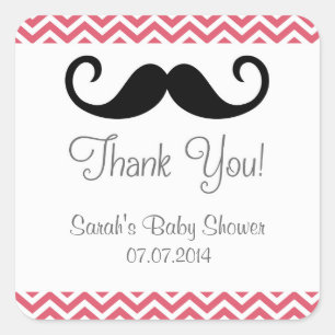 Mustache Baby Dusche Danke Stickers