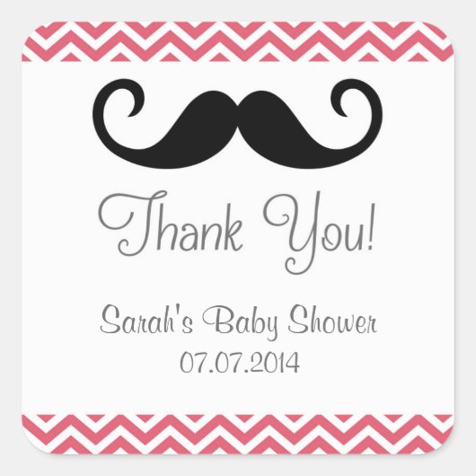Mustache Baby Dusche Danke Stickers (Vorderseite)